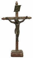 LARGE RELIGIOUS CARVED CRUCIFIX, MEXICO, 55"H