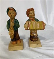 Vintage accordion & saxophone figurines