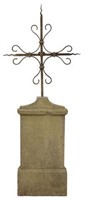 FRENCH CAST IRON & STONE TOMBSTONE MARKER