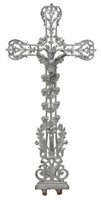 FRENCH PAINTED CAST IRON CRUCIFIX CROSS