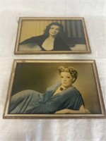 2 vintage framed portraits of women
 17” x 11.5”