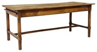 FRENCH PROVINCIAL FRUITWOOD FARMHOUSE TABLE, 72"L