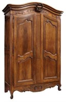 FRENCH PROVINCIAL LOUIS XV STYLE WALNUT ARMOIRE