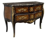 FRENCH LOUIS XV STYLE MARBLE-TOP BOMBE COMMODE