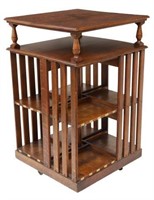 AMERICAN OAK ROTATING BOOKCASE LIBRARY STAND