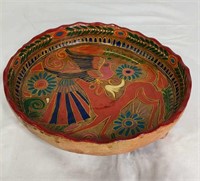 Hand painted bowl with scalloped edges