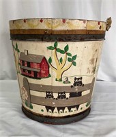 Hand painted wooden bucket