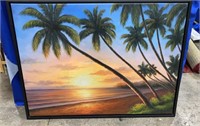 Sunset ocean canvas painting 50” x 38”