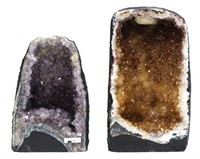 (2) AMETHYST AND CITRINE CATHEDRAL GEODES