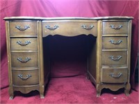 French provential knee hole desk with scalloped