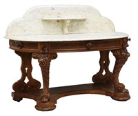 VICTORIAN MARBLE-TOP WALNUT CONSOLE TABLE