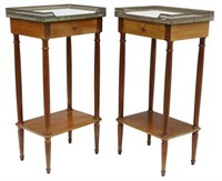 (2) LOUIS XVI STYLE MARBLE-TOP MAHOGANY STANDS