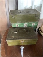 Three Vintage Metal Tool Boxes