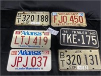 Six Old License Plates