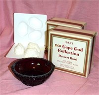 6 Avon Ruby Red Cape Cod Dessert Bowls (ANIB)
