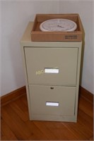 2 Drawer Metal File Cabinet Plus Wall Clock