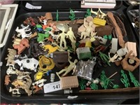 Assorted Toy Parts, Figures, Animals.