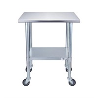 Profeeshaw Stainless Steel Prep Table with Wheels