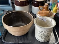 Stoneware jug & pails.