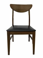Vintage MCM wood dining chair w/ vinyl seat