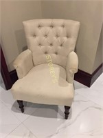 Beige/Tan Button Back Arm Chair