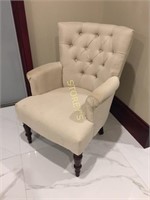 Beige/Tan Button Back Arm Chair