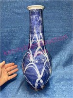 Signed 16in pottery vase by R. Binkley