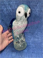 Hand blown art glass owl paperweight figurine