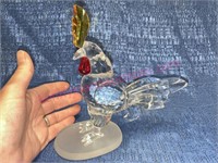Crystal rooster figurine 6.5in tall