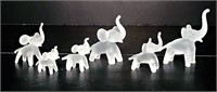 Frosted Glass Elephant Family