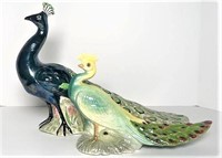 Two Ceramic Peacocks Figurines