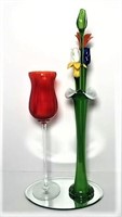 Art Glass Flowers & Vase