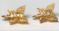 10k Yellow Gold Butterfly Clip Earrings