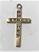 10k Yellow Gold Cross & Clear Stones