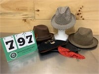 3 Men's Brim Hats & Lafsco Shriner Hat