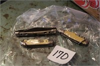 3 Small Pocket Knives-Shefield England, 1 Missing