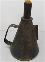 Workman antique tin oil lamp w/ side handle, 8.5"H