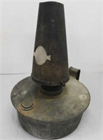 Antique galvanized oil lamp, 10" tall