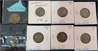 7 - 35% SILVER WAR NICKELS AND 1 STEEL PENNY