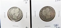 2 BARBER QUARTERS: 1910 AND 1916-D