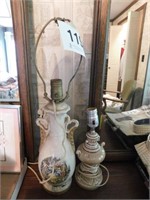 Porcelain urn style lamp with Victorian design,