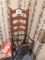Antique oak ladder back chair, no seat