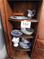 Blue & white: 2 plates and 2 soup bowls, England -