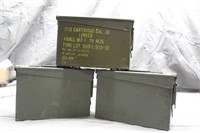 (3) Military 30 Cal Ammo Cans, Approx 7"x6"x11"