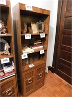 Wood look book case with 2 open shelves and 2