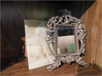 Vintage ornate metal easel picture frame with