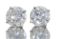 14kt Gold 3.07 ct Round Diamond Stud Earrings