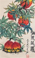 Qi Baishi Chinese 1864-1957 Watercolor Peach