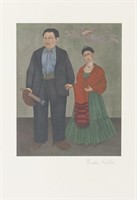 Mexican Lithograph Signed "Frida Kahlo"