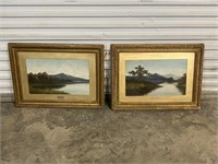 PAIR OF OIL ON BOARDS